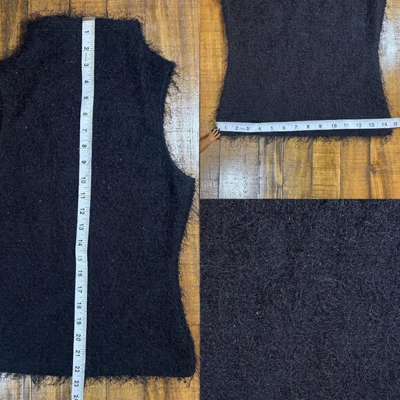 Y2K My Michelle Black Fuzzy Glitter Eyelash Knit Mock Neck Sweater Tank Top … - Picture 7 of 9